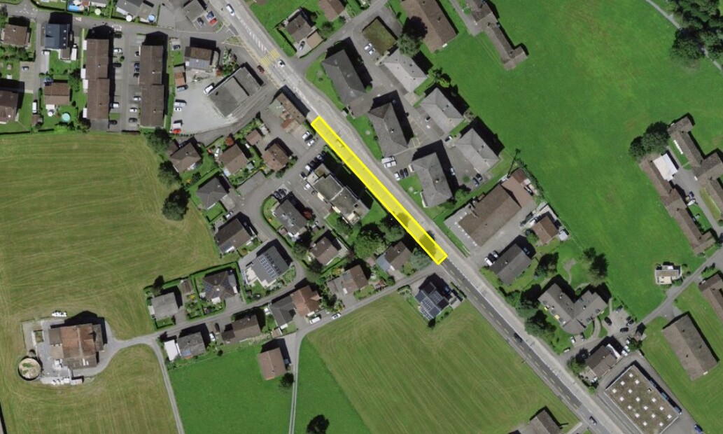 Der von den Sanierungsarbeiten betroffene Abschnitt der Flüelerstrasse in Altdorf ist gelb markiert. Bild Baudirektion Uri