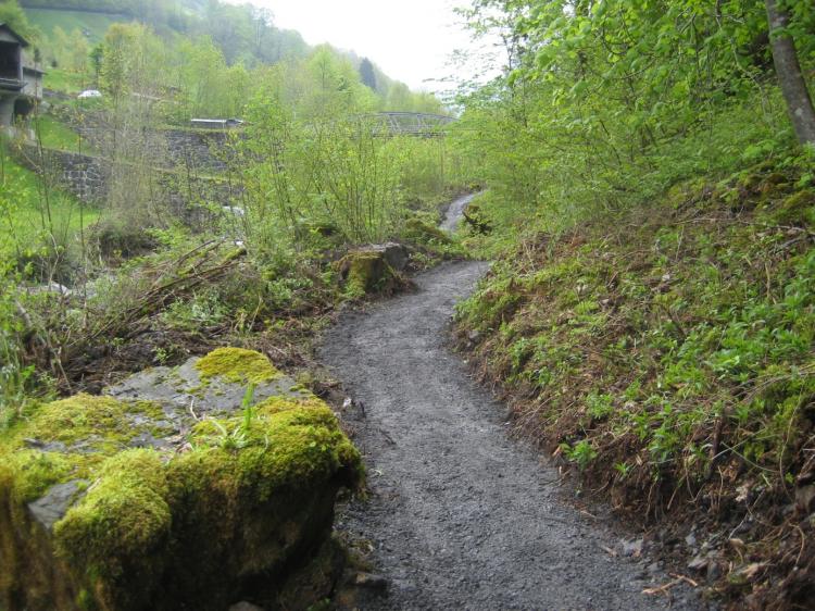 Der ausgebaute Wanderweg unterhalb der Talstation Seilbahn Eggenbergli bei Witterschwanden.