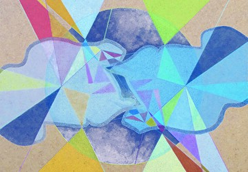 Bild: Das Werk «heute ist hier», Farbstift und Leimfarbe auf MDF (2025) von Beatrice Maritz (Foto: Beatrice Maritz)