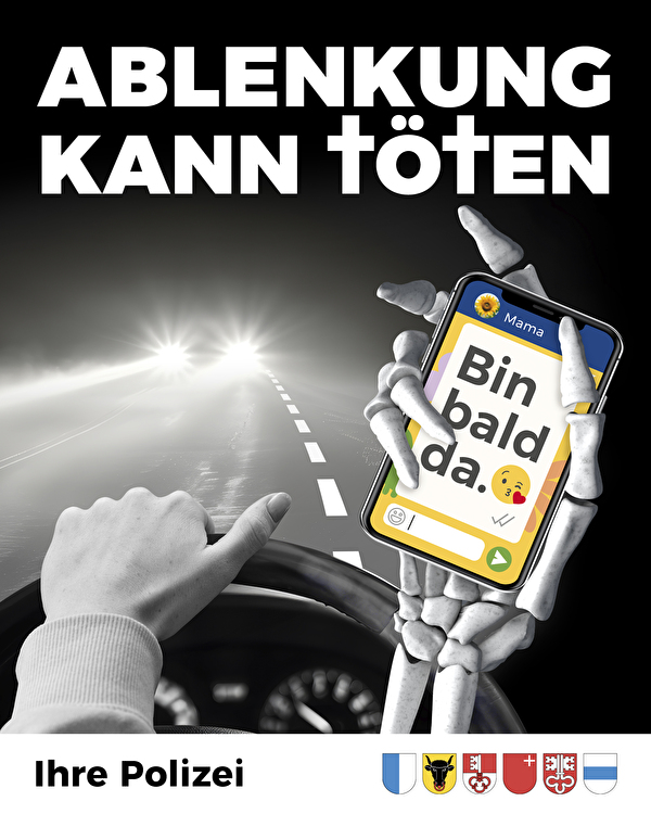 Medienmitteilung der Zentralschweizerpolizeikorps: Ablenkung kann töten - Neue Kampagne der Polizeikorps
