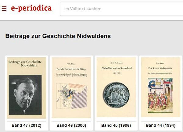 Die Beiträge zur Geschichte Nidwaldens auf E-Periodica