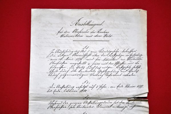 Anstellungsvertrag des Oberförsters von 1877