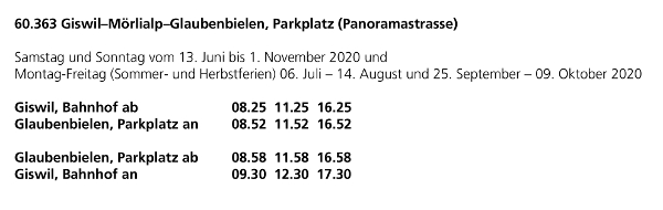 Fahrplan Panoramastrasse