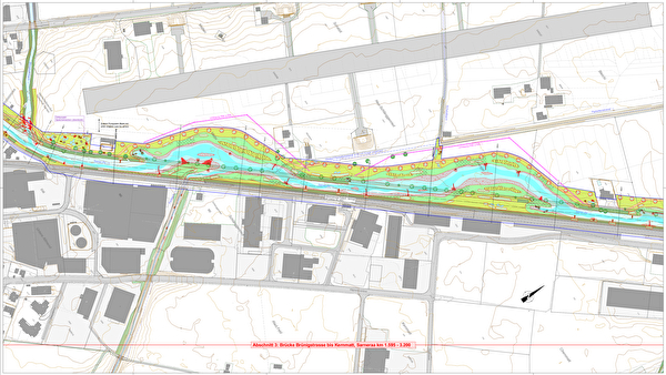 Planentwurf der Projektanpassung im Bereich Flugplatz Kägiswil.