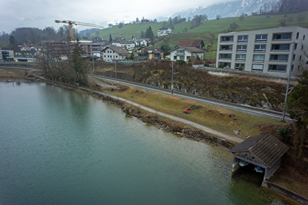 Baustellenperimeter Einlaufbauwerk. (Bild: Adrian Durrer / 02.02.2019)