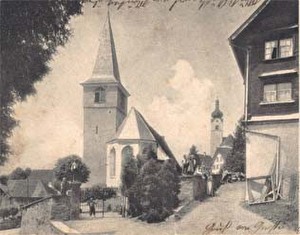 Evangelische und katholische Kirche Balgach 1904