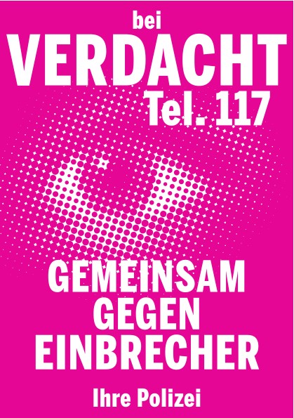 Plakat der Polizei mit dem Slogen Gemeinsam gegen Einbrecher