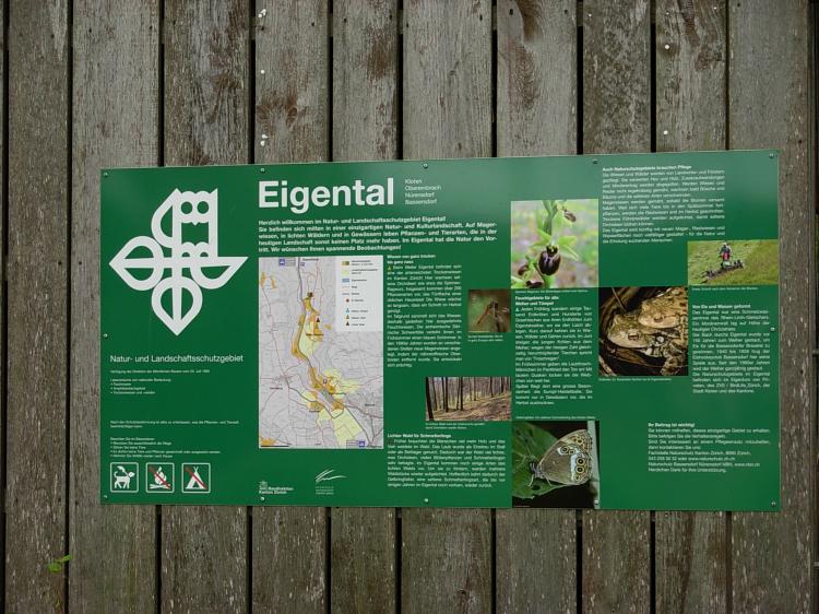 Tafel Natur- und Landschafsschutzgebiet Eigental