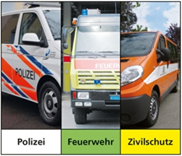 Polizei, Feuerwehr, Zivilschutz Collage