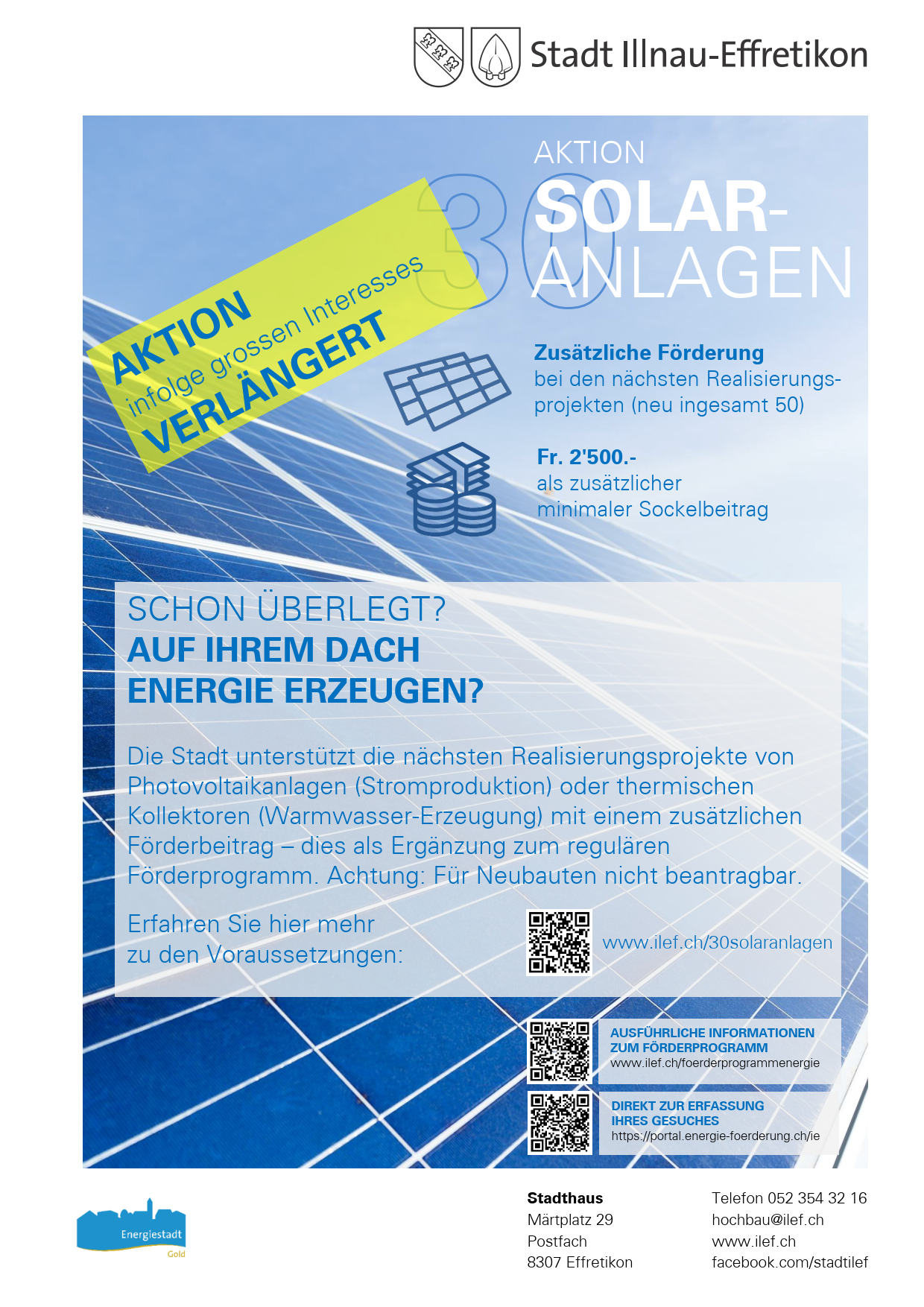 Aktion 30 Solaranlagen verlängert