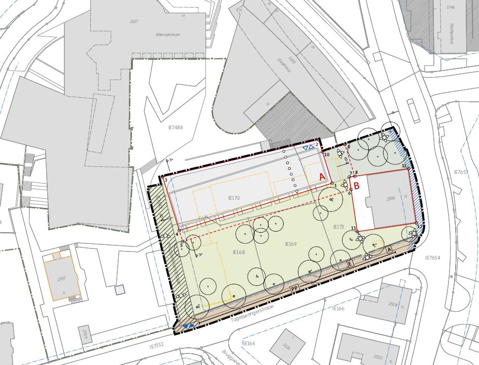 Situationsplan Entwurf Gestaltungsplan «Wohnen am Stadtgarten»