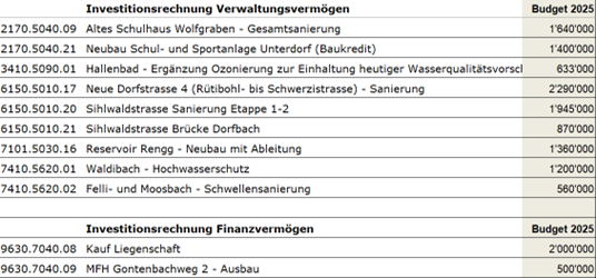Investitionen 2025