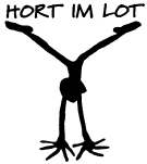 Name Hort im Lot als Logo (Strichmännchen im Handstand)