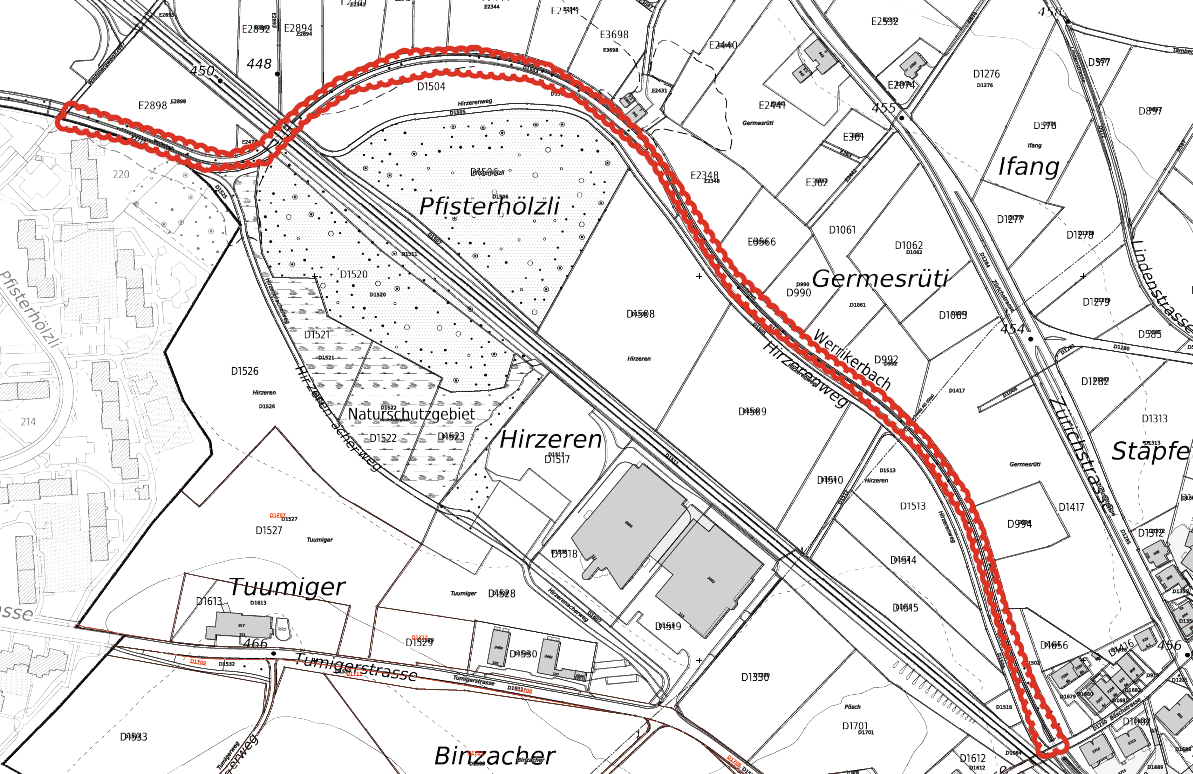 Perimeter Werrikerbach, welcher renaturiert wird.