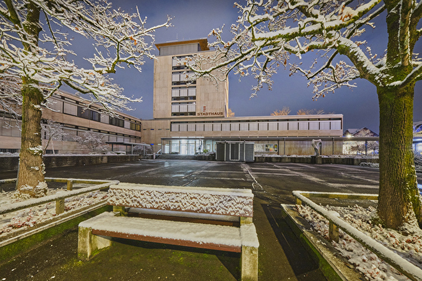 Stadthaus im Winter