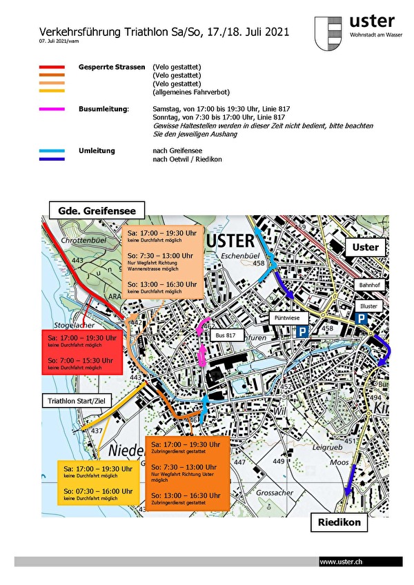 Plan Umleitungen Triathlon