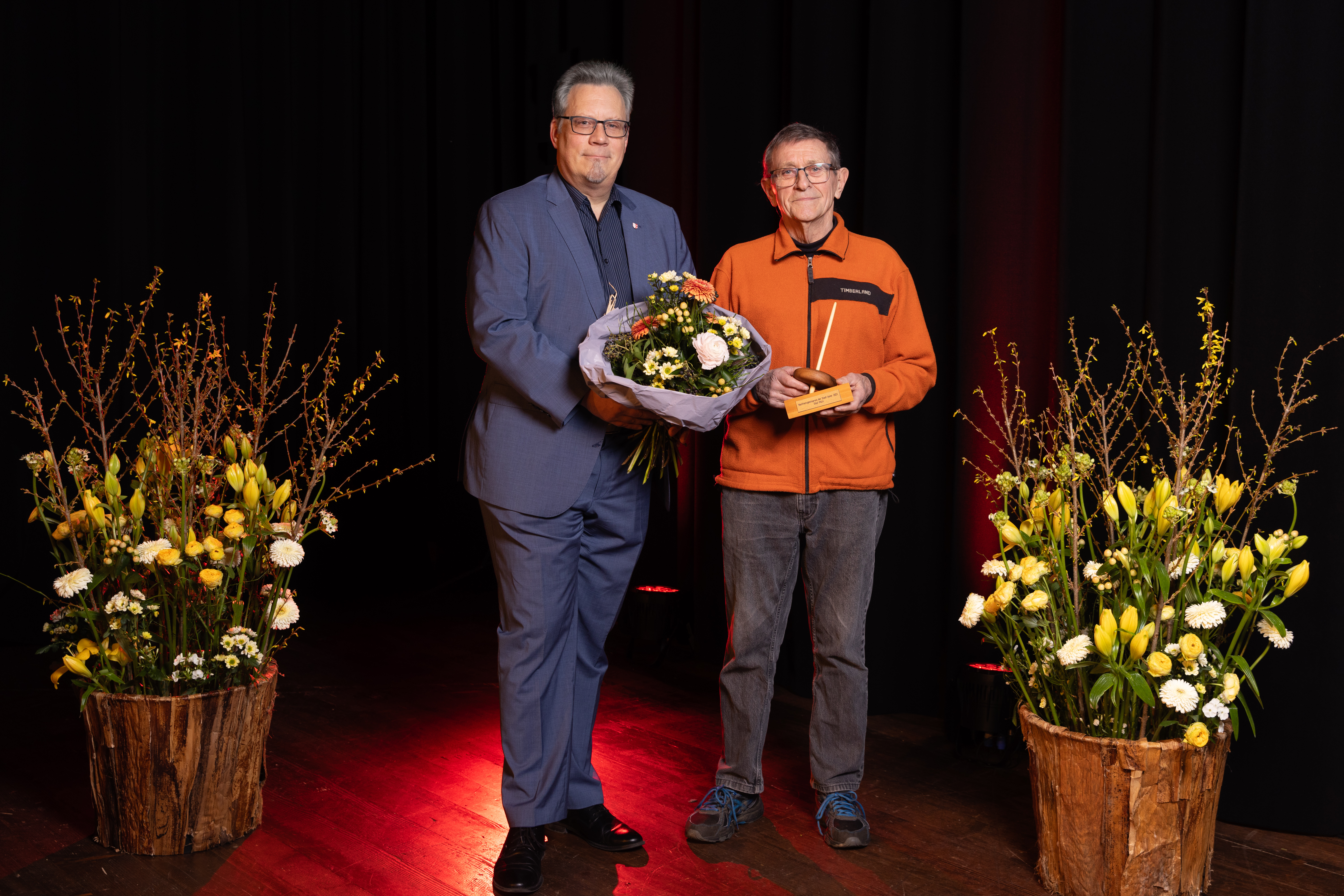 Stadtrat Stefan Feldmann und Nachhaltigkeitspreisträger Göpf Mülli