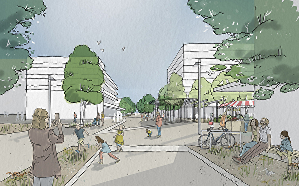 Visualisierung vom attraktiven Stadtzentrum