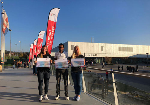 Jeannine Gmelin, Tadesse Abraham und Maria Ugolkova wurden je mit einem Check geehrt. 