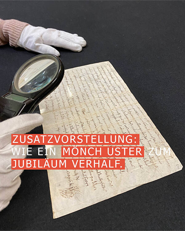 Ersterwähnungsurkunde mit Aufschrift zur Zusatzvorstellung