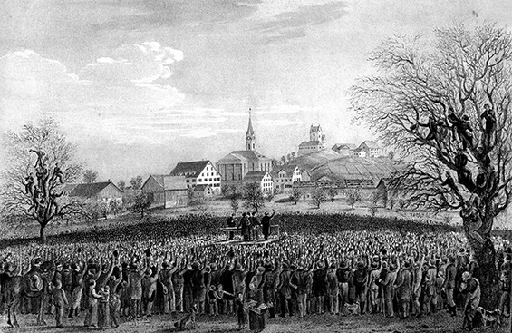 Ustertag-Versammlung 1830, historische Zeichnung