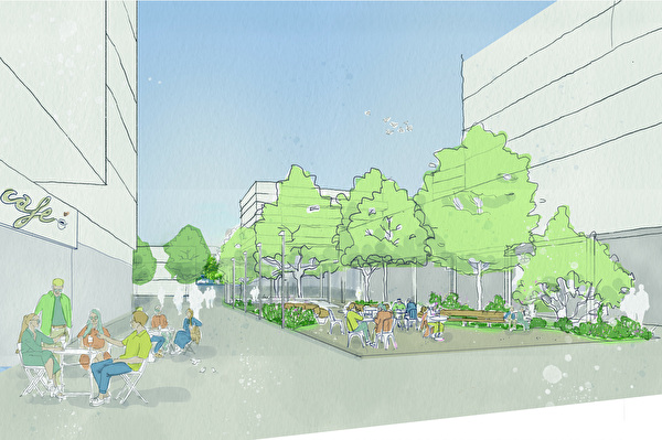 Illustration attraktives Stadtzentrum