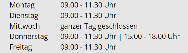 Öffnungszeiten