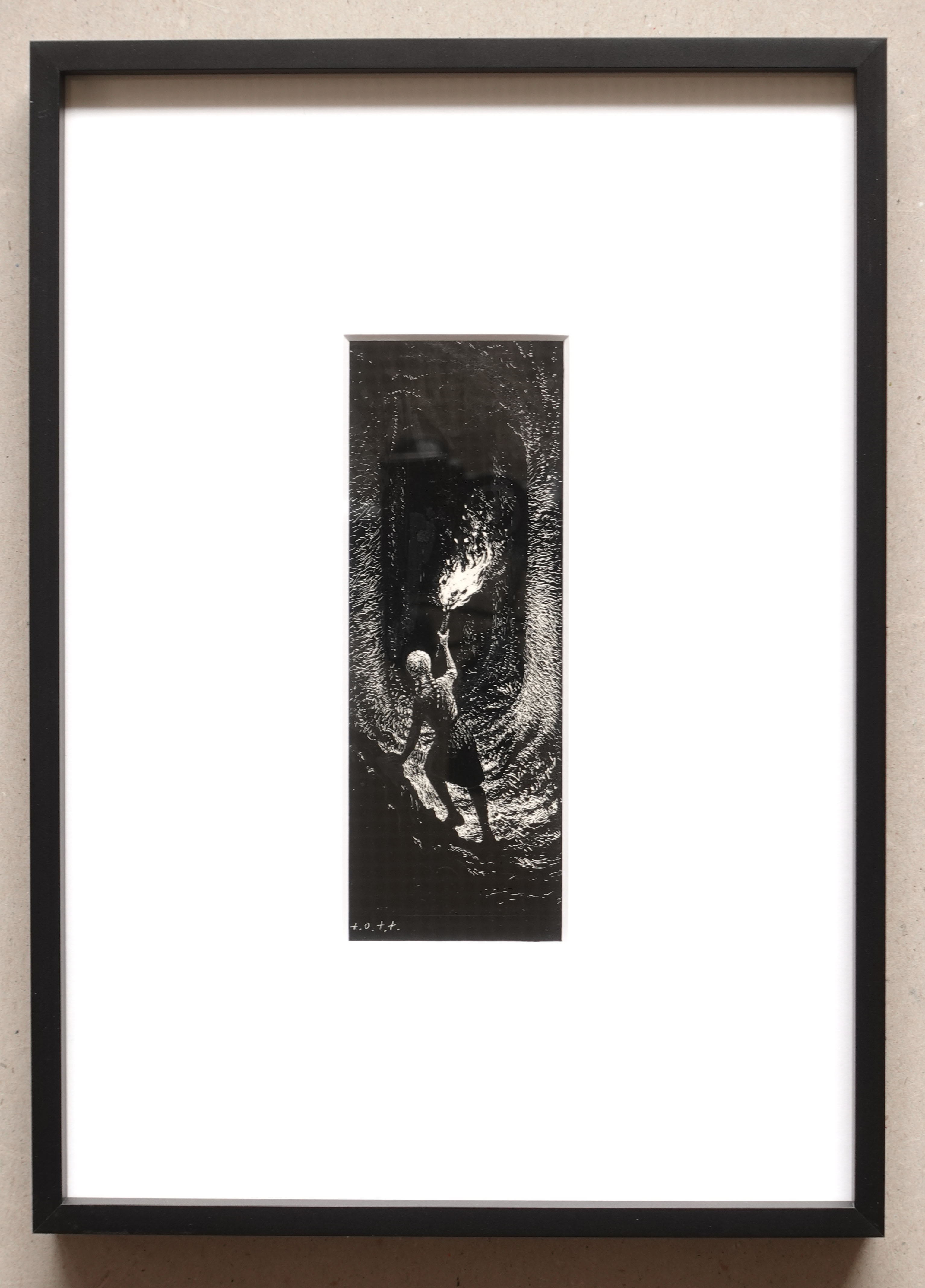 Courage, 2021, Schabkarton, 16 x 7 cm / 31 x 22 cm