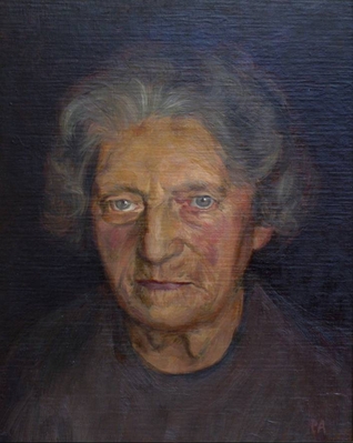 Porträt einer alten Frau, Öl auf Holz, 29 x 34 cm