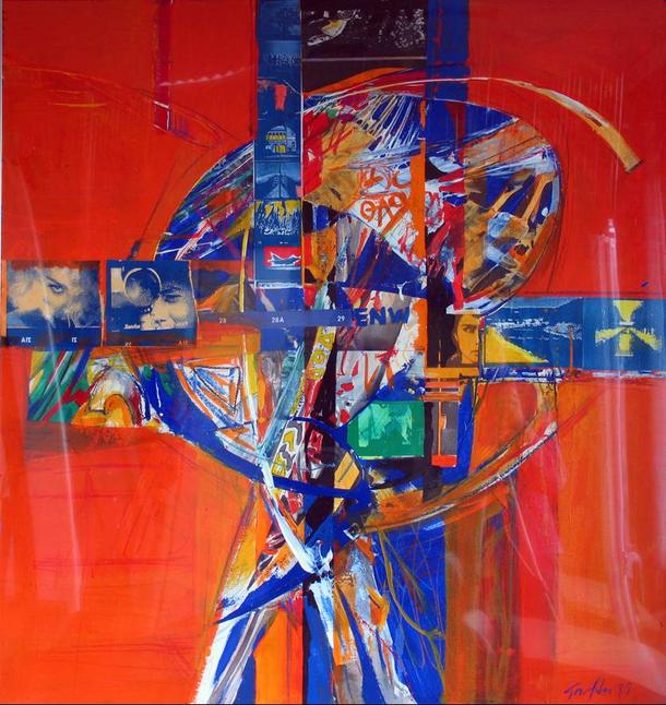 ohne Titel, 1999, Mischtechnik, 99 x 98 cm