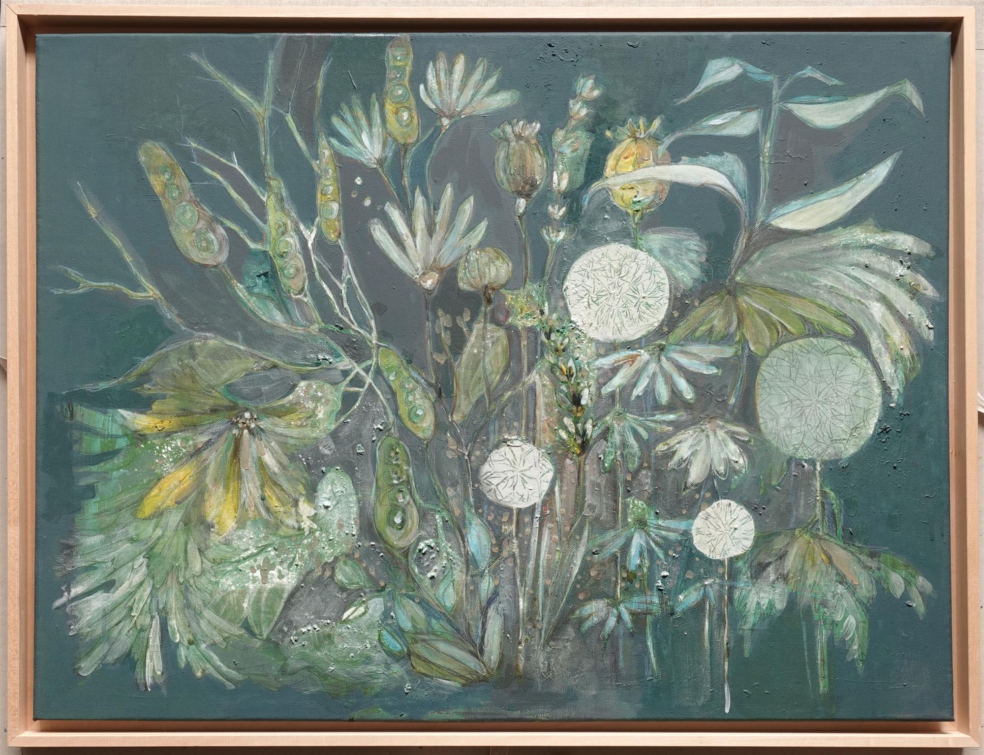 Fleurban, 2019, Mischtechnik auf Leinwand, 60 x 80 / 64 x 84 cm