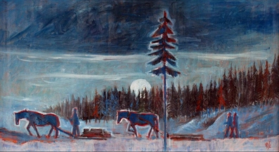 Kalter Abend, 1957, Öl auf Leinwand, 96 x 54 cm