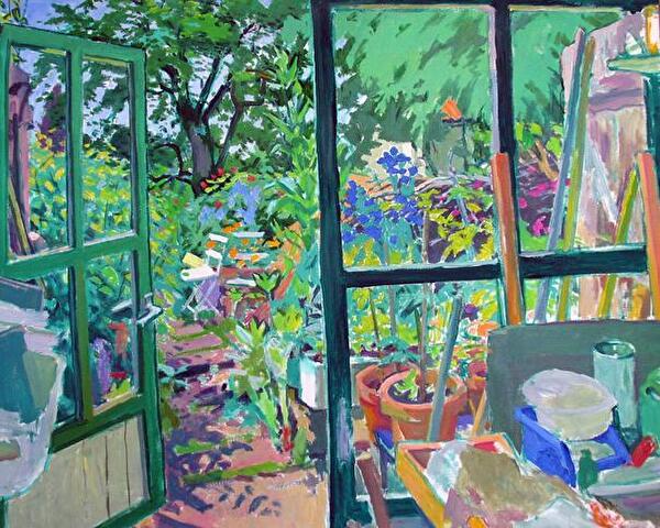 Karl Landolt Blick in den Garten, 1994, Oel auf Leinwand, 81 x 100 cm, Standort Rathaus