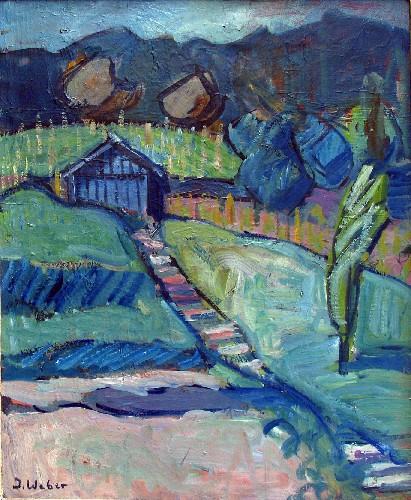 Aufstieg in den Rebberg, Ankauf 1953, Oel auf Leinwand 60 x 50,5 cm