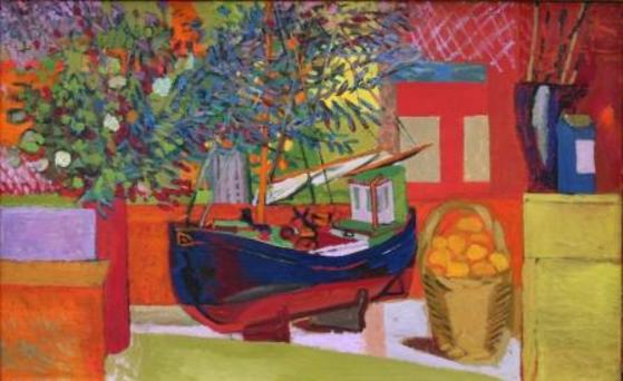Stillleben mit Schiff, Schenkung 2009, Oel auf Leinwand, 75 x 120cm