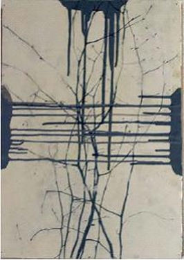 Aus der Folge "Triebe und Läufe", 1988, Mischtechnik, 40 x 78 cm