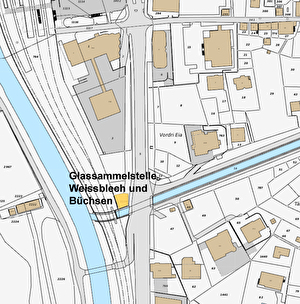 Glassammelstelle, Weissblech und Büchsen