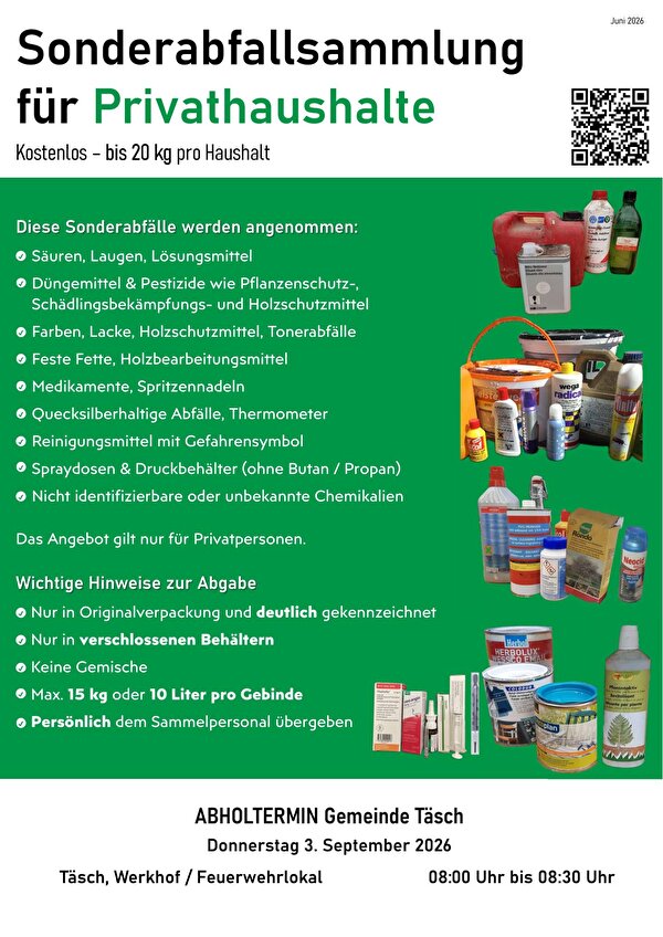 Sonderabfall Privat Haushalte