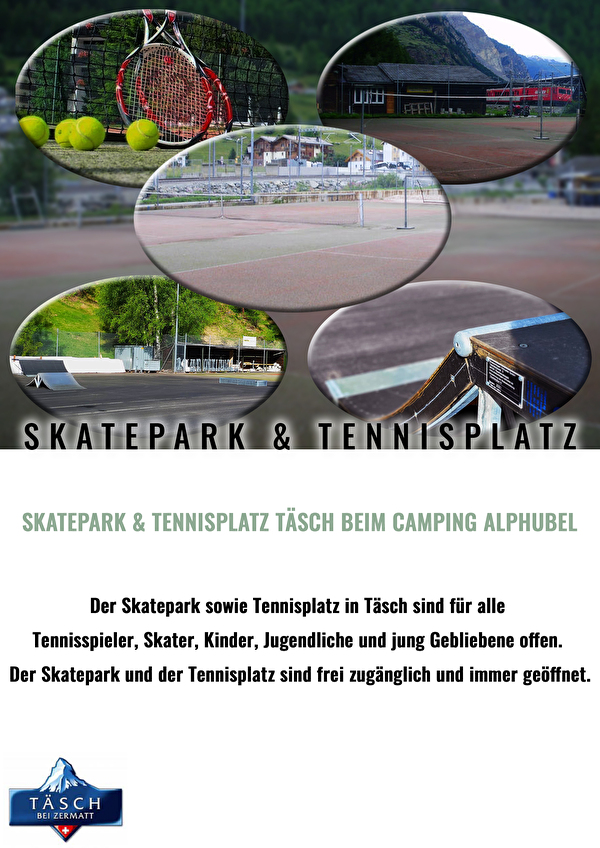 Skateparkt und Tennisplatz