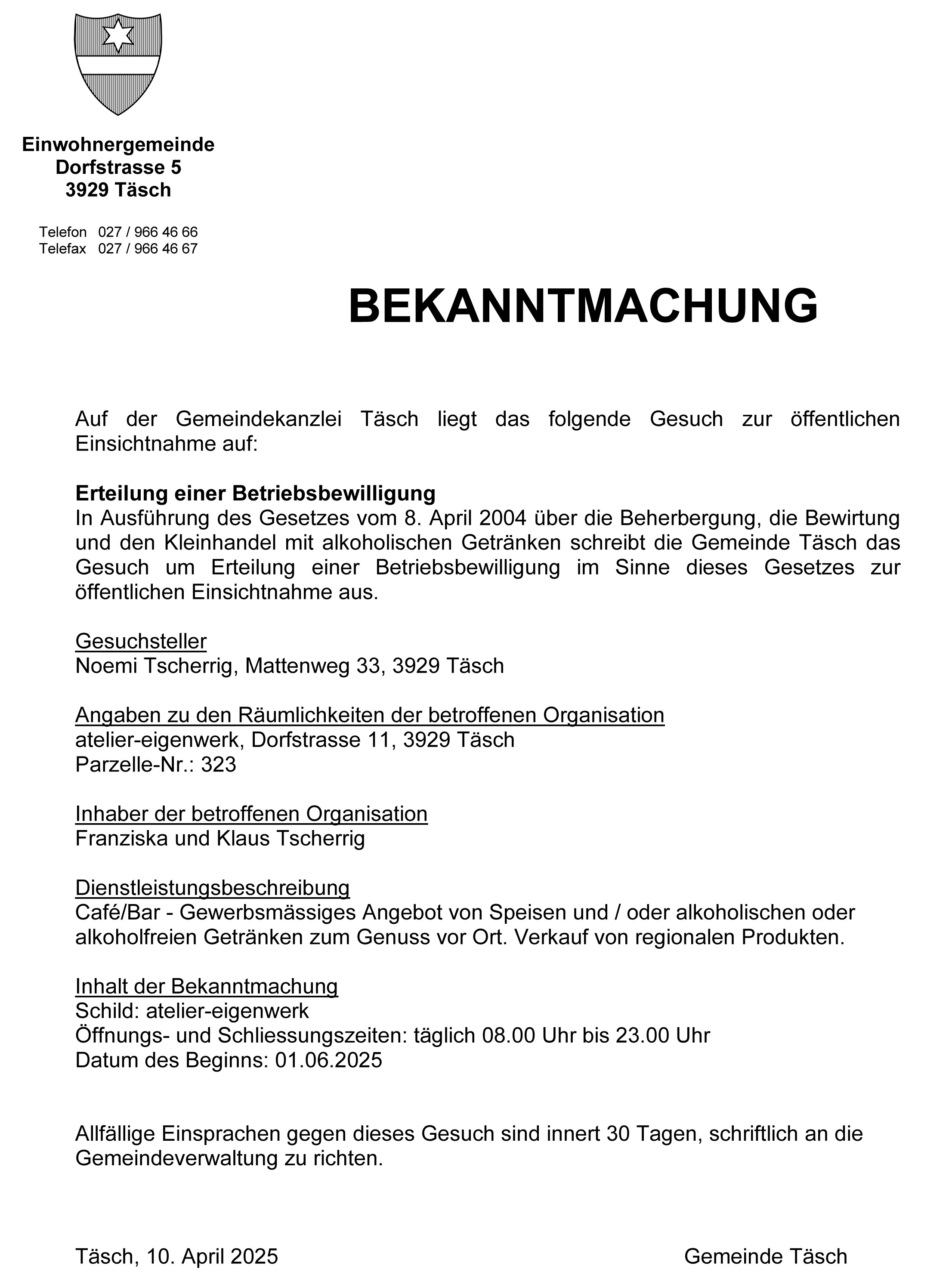 Betriebsbewilligung