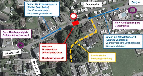 Gesamtübersicht Verkehrsführung Neubau Altdorfbachbrücke