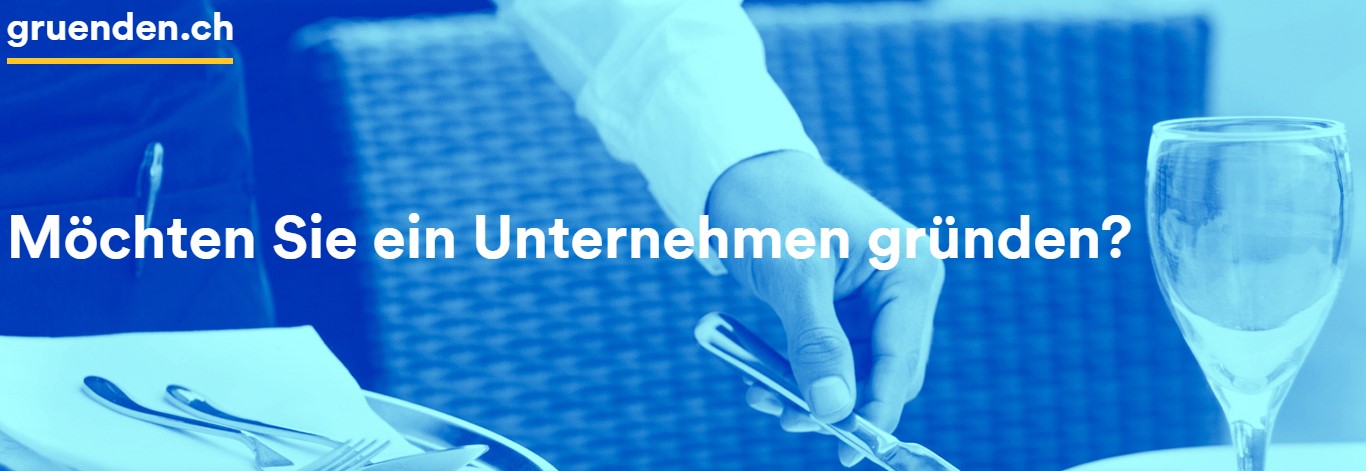 blauer Banner mit dem Slogan: Möchten Sie ein Unternehmen gründen