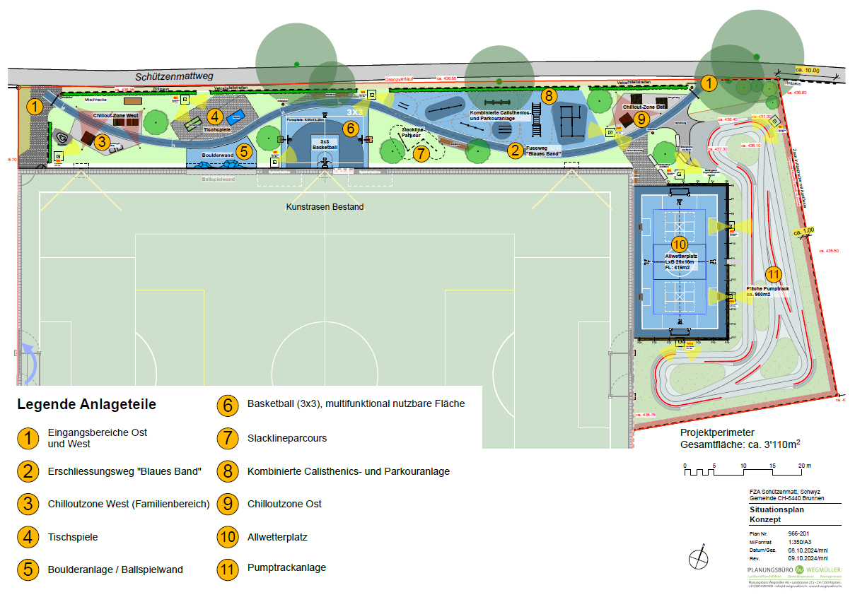 Situationsplan Konzept, Freizeitanlage Schützenmatt mit allen Anlageteilen