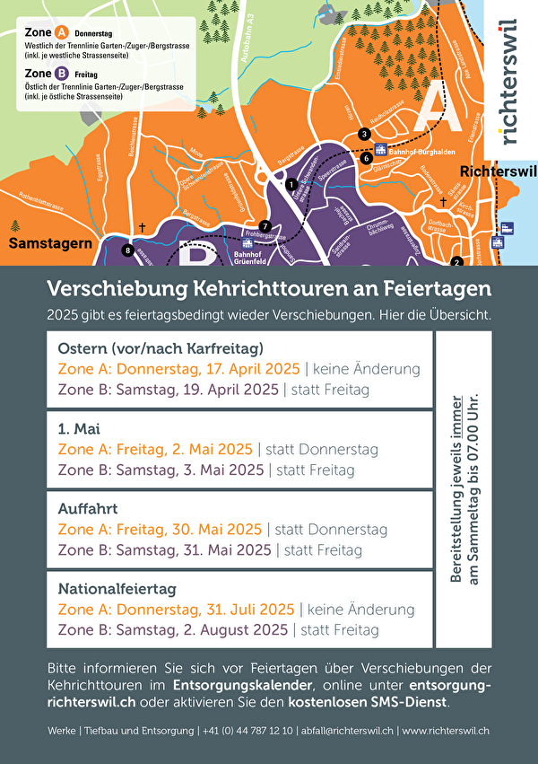  Verschiebung Kehrichttouren aufgrund von Feiertagen
