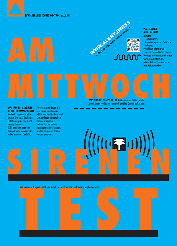 Sirenentest Mittwoch 4. Februar 2026 - Informationsplakat