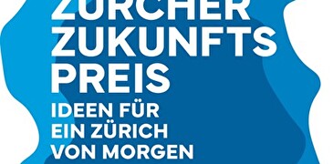 Logo Zürcher Zukunftspreis 2027, Blautöne, weisse Schrift