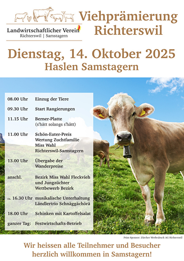 plakat viehprämierung 2025 in samstagern