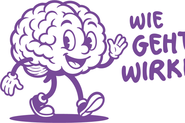 Logo Brainee zum Projekt Wie geht's dir? Wirklich...?. Es zeigt die witzige Illustration eines Hirn-Männleins, das freundlich winkt