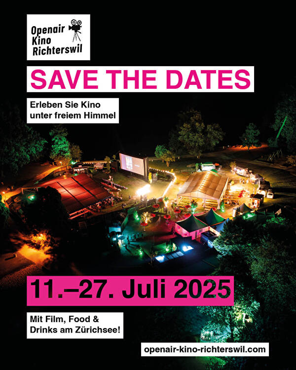Openair-Kino am Horn Richterswil, Bild aus der Vogelperspektive nachts