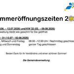 Sommeröffnungszeiten 2026